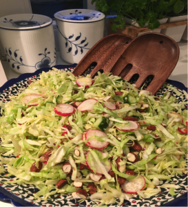 Pointed Cabbage with Ginger, Chili and Soy Roasted Almonds 